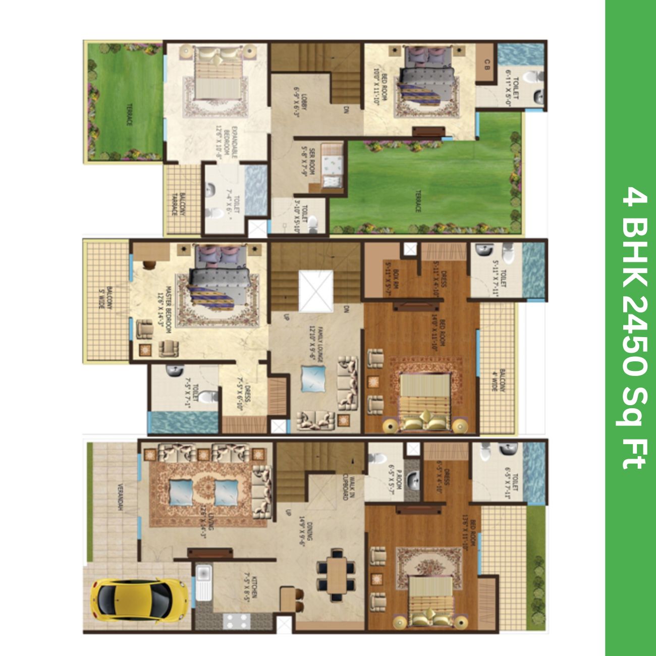 4 BHK 2450 sqft